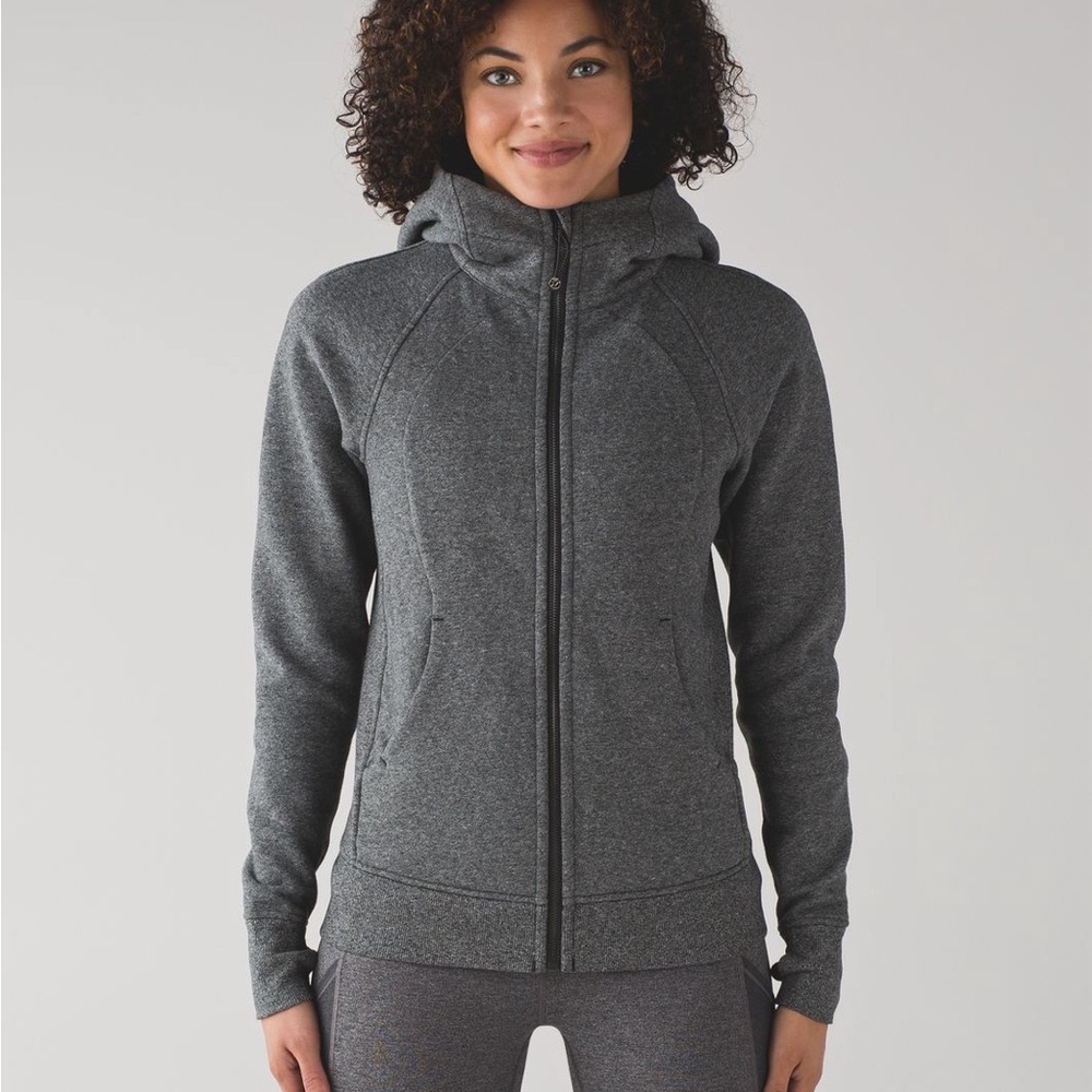 Lululemon Scuba Hoodie Size 4 *Light Cotton Fleece Heathered Speckled Black